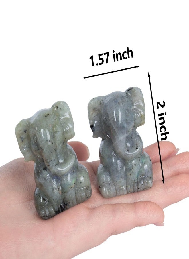 Ytbeoxk 2 Inch Crystal Elephant Decor Statues, Labradorite Cute Sitting Elephant Figurines, Reiki Healing Crystal Carved Animal Statues, Home Office Desk Hand Carved Decor Gifts for Women - Image 2